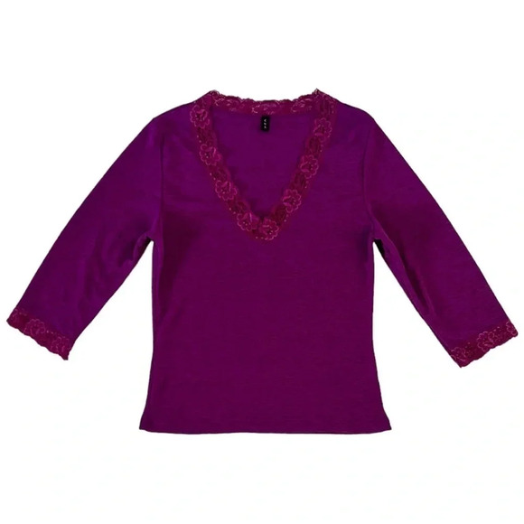 VINTAGE 90’s Lace Trim Blouse - Picture 1 of 7